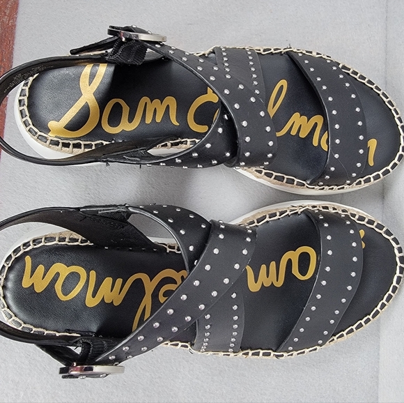 Sam Edelman Womens Sandals 8M Studded Black Espadrille Janette New With Box - Picture 11 of 11